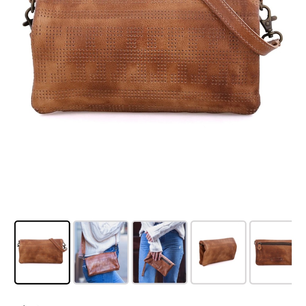 Bed Stu Bayshore Cadence Leather Crossbody Clutch in tan rustic